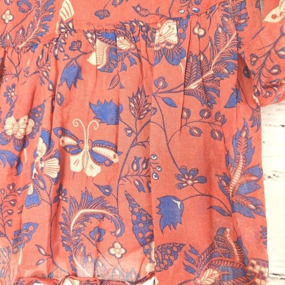 Maeve Anthropologie Floral Butterfly Crochet Trim Blouse Top Shirt Size 8 - Picture 8 of 10